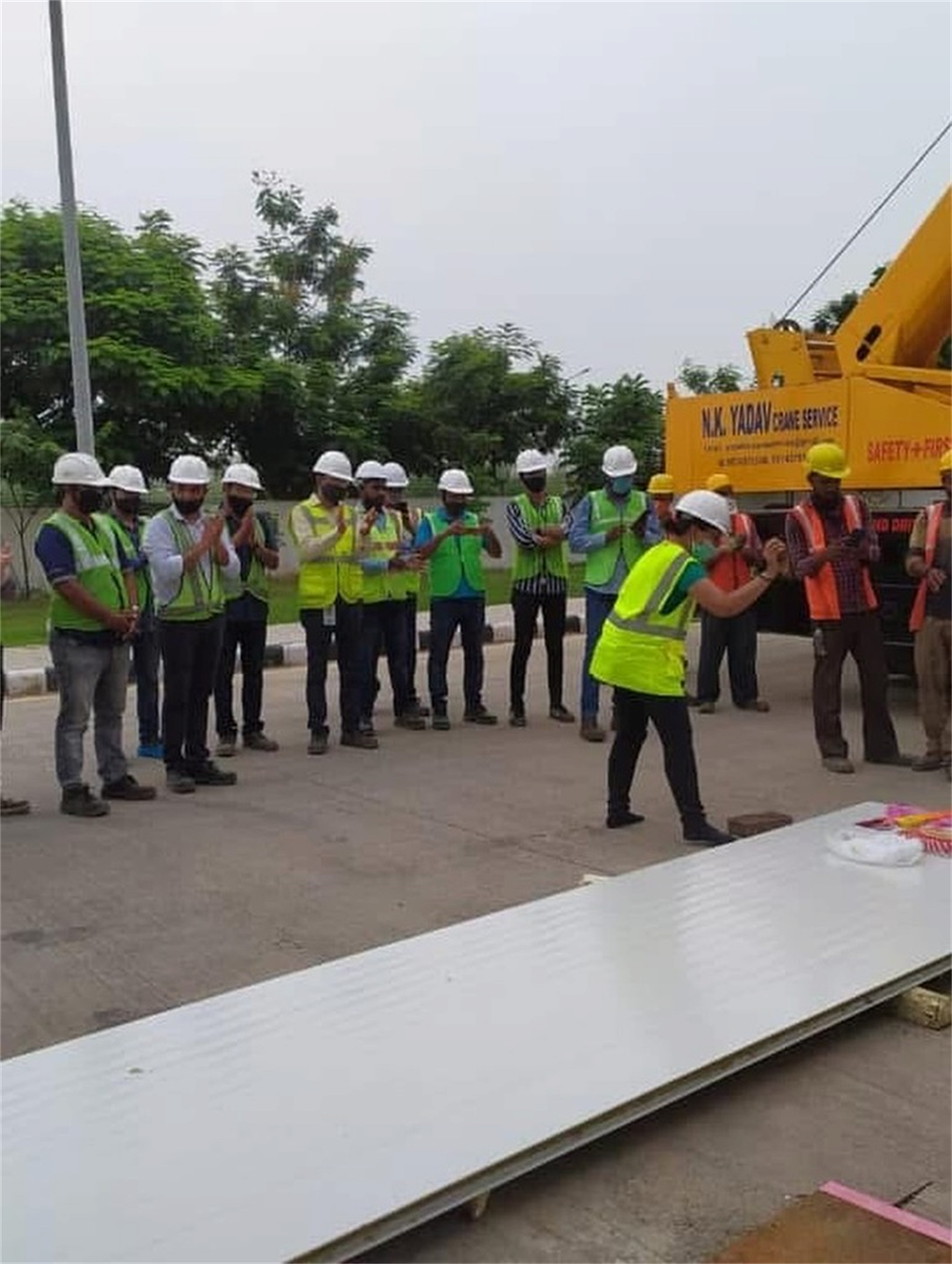 Nrupur Projects active field mobilization team and crane on-site